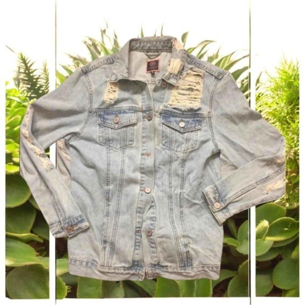 Boom Boom- Distressed Light Blue Denim Jacket Size-S